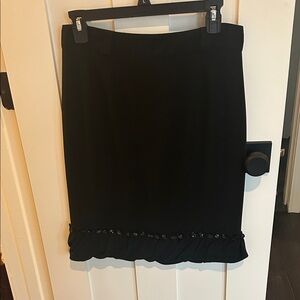 Anna Molinari Black Pencil Skirt with Ruffle Detail